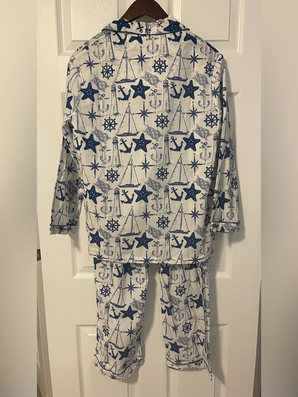 Women’s Mahogany Navy & White Nautical Pajama Set
